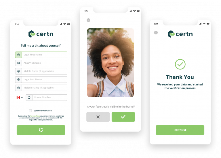 Certn Lime Background Check_Mobile Display and Confirmation Page